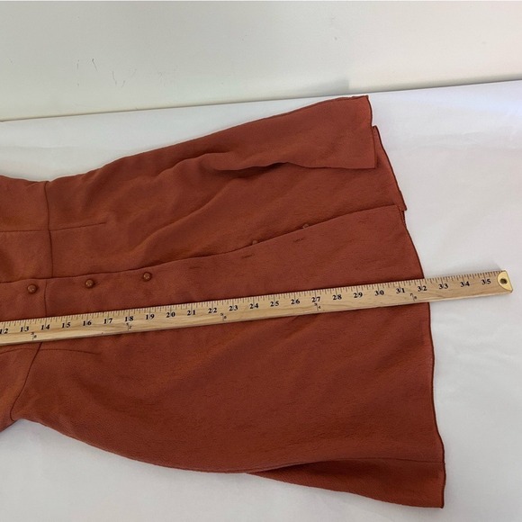 Wilfred Aritzia‎ Button Front Mini Dress Womens 2 Rust Terracotta Crepe V-Neck - Picture 7 of 10